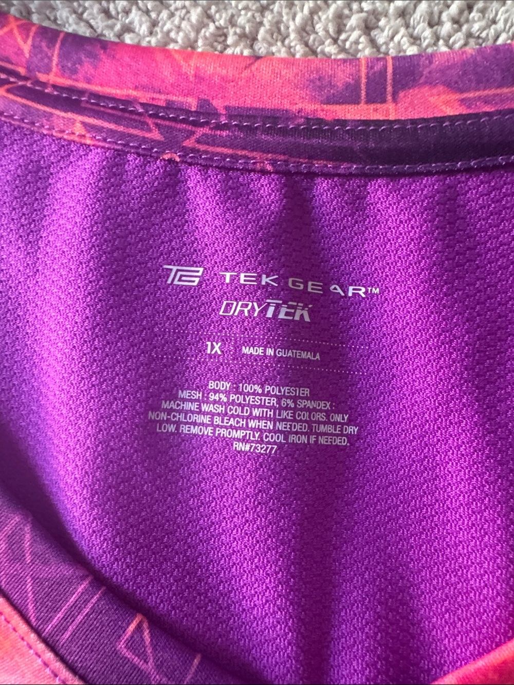 tek gear Purple and Pink Graphic Athletic Tank Top - Picture 3 of 3